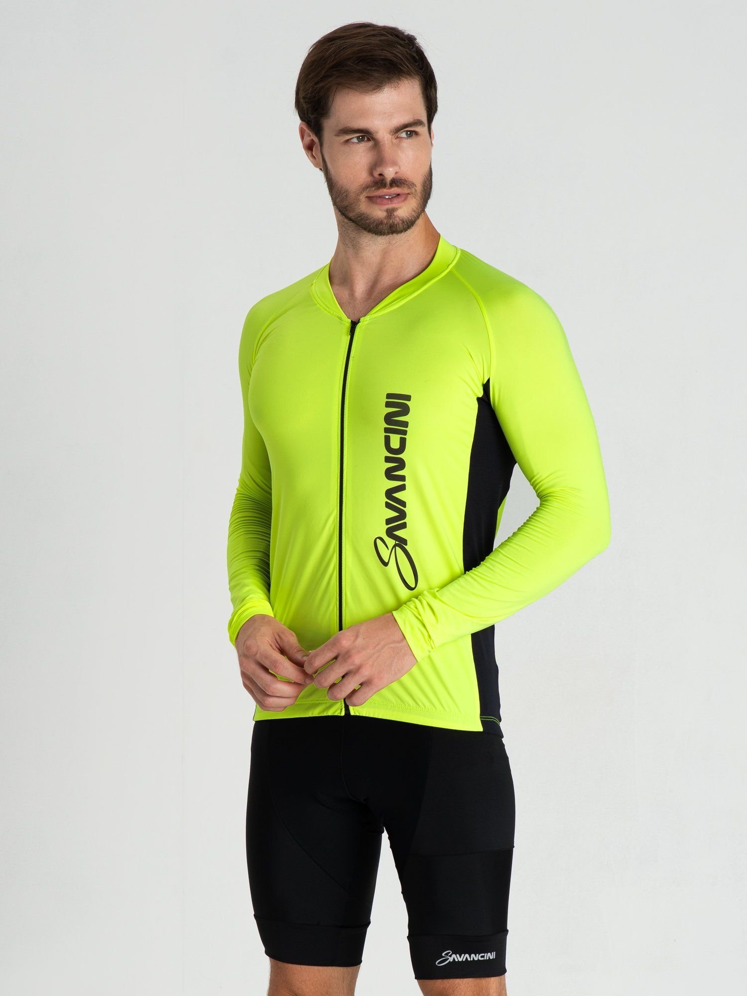 Camisa Para Ciclismo Masculina Amarela Flúor Manga Longa Savancini